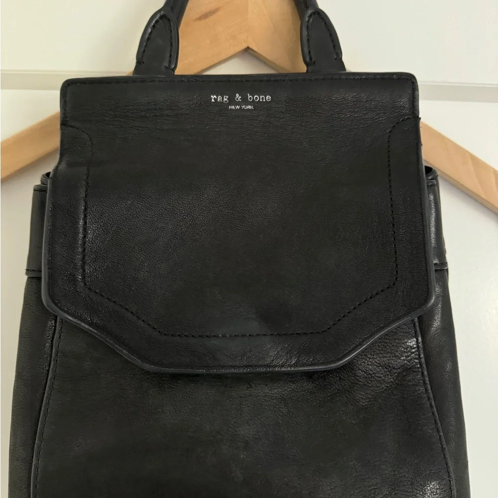 rag & bone Black Leather Backpack